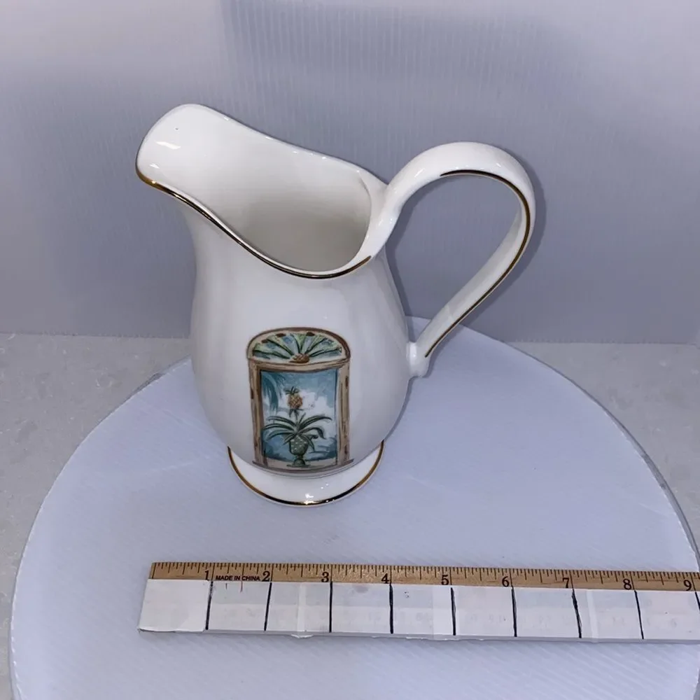 Lenox Vintage British Colonial Scenic Creamer Pitcher Tropical Window Scene EUC